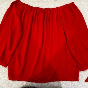 J.Crew red off the shoulder top. Cute sleeve detail. Size XXS